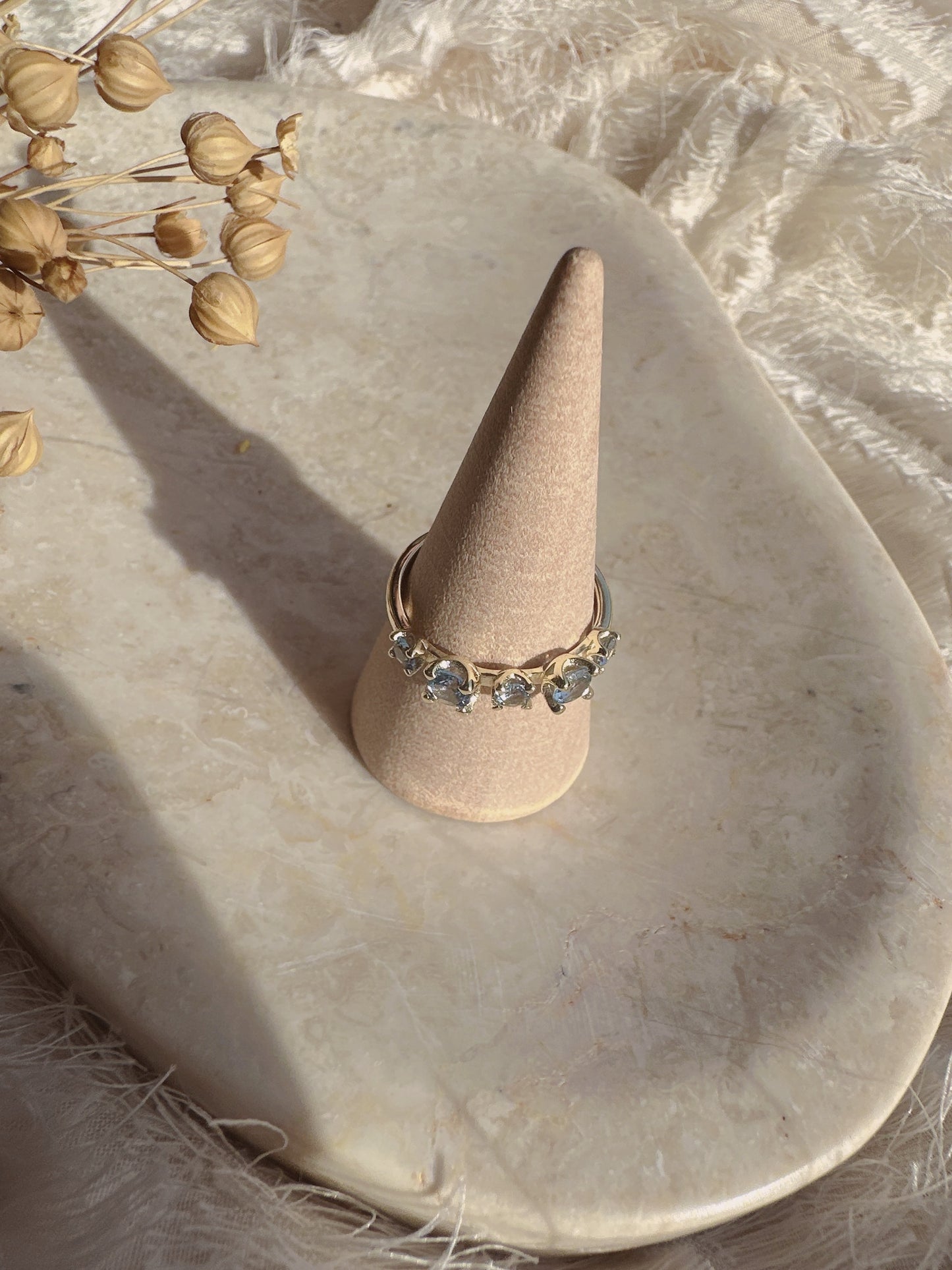 Soul Mate & blue 925 sterling silver adjustable ring