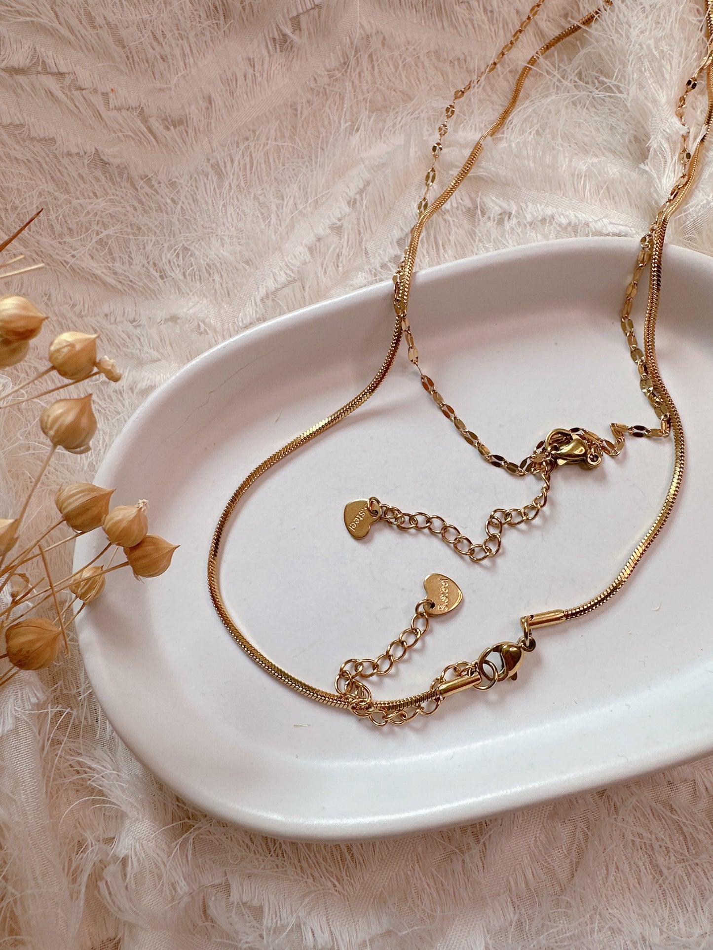 Set of two stainless steel necklace