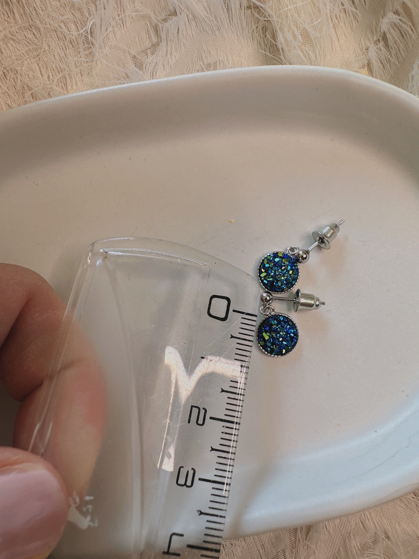 925 silver post blue earrings