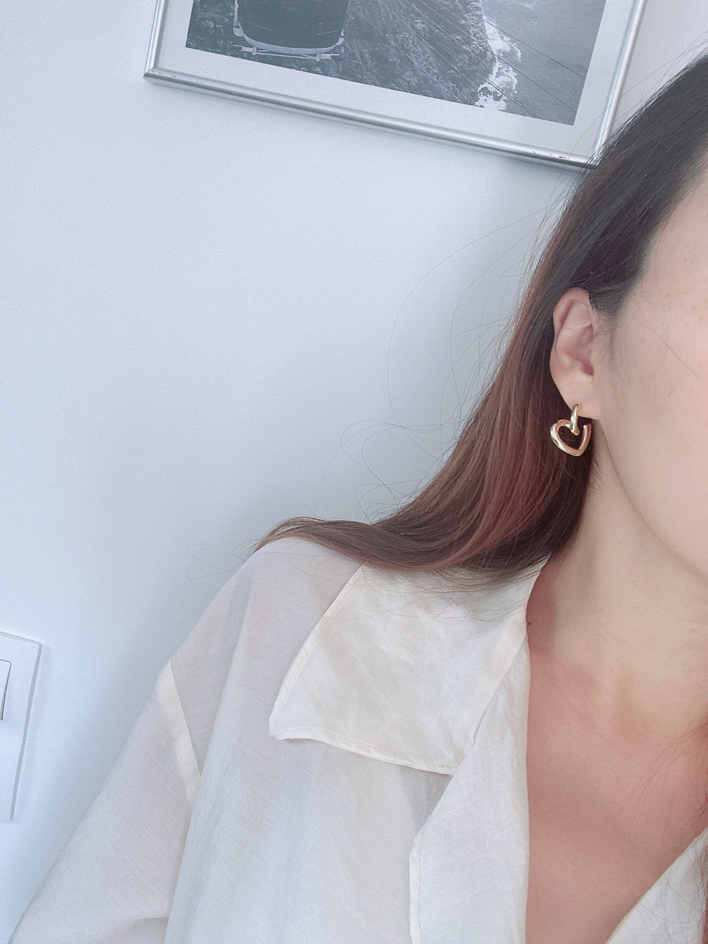 Heart shaped 925 silver post earrings