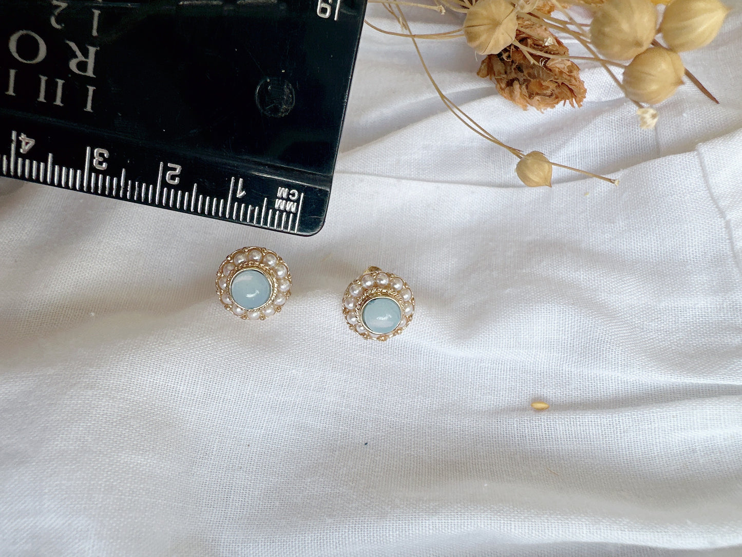 925 Silver post blue mini earrings
