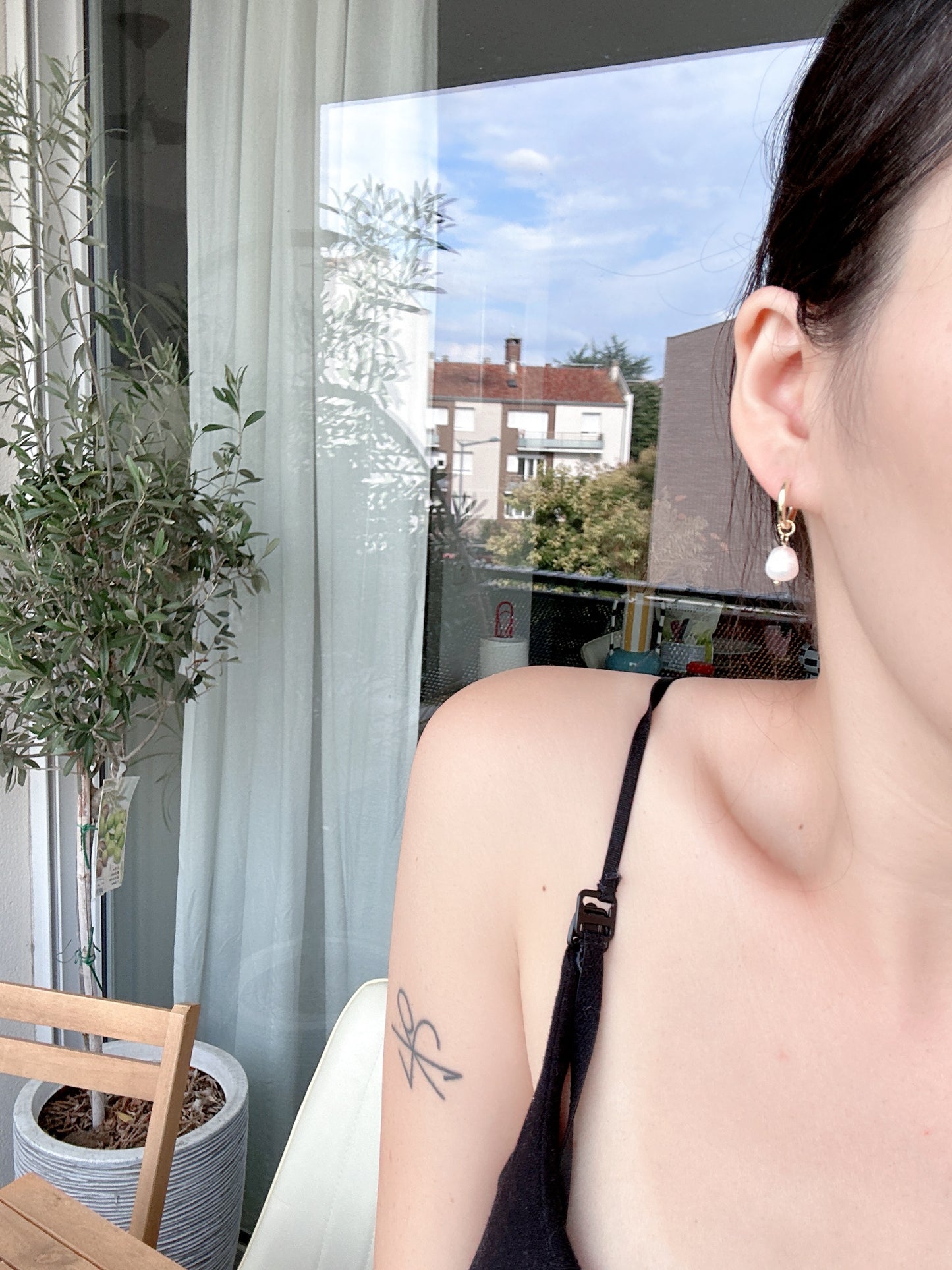 Natural water pearl 925 silver earrings