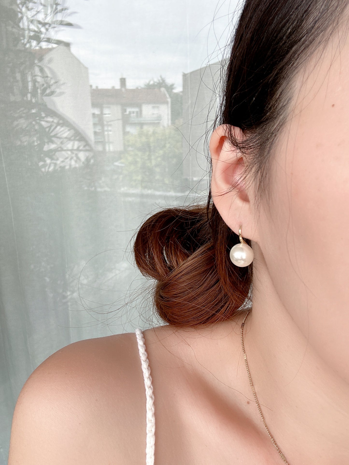 12mm pearl 14k gold plated earrings