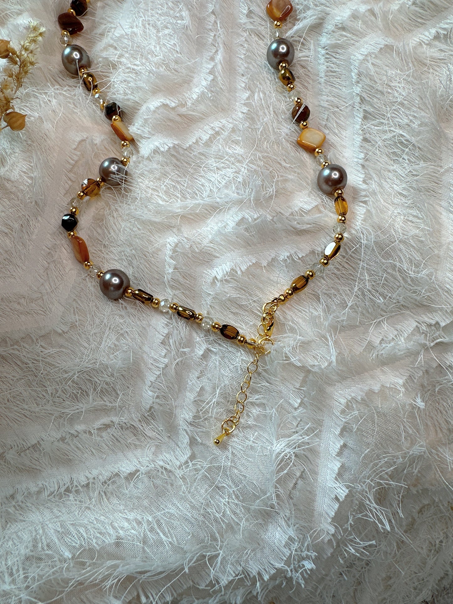 Mixed pearl and stone necklace