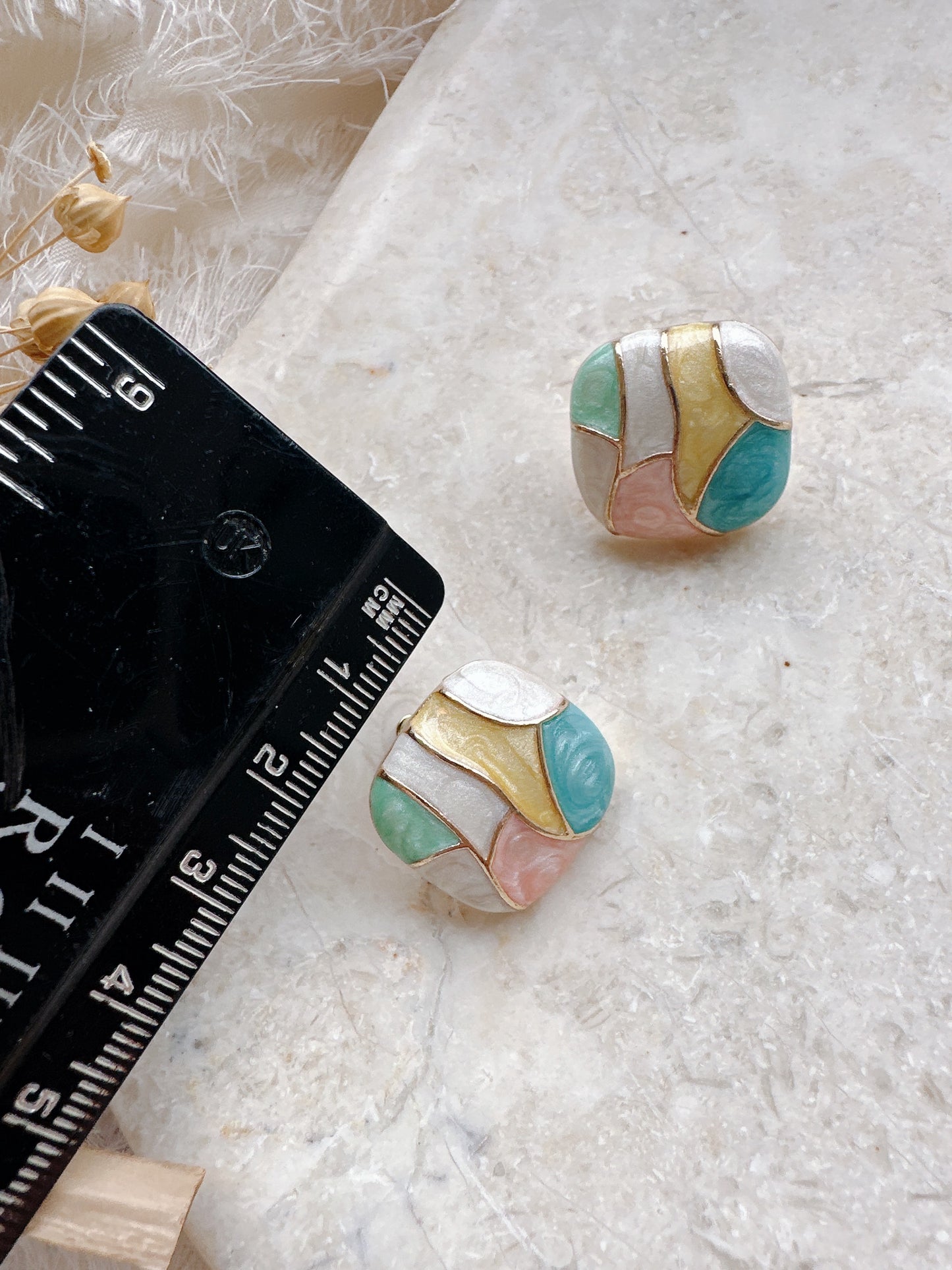 Soul Mate & enamel 925 silver post earrings