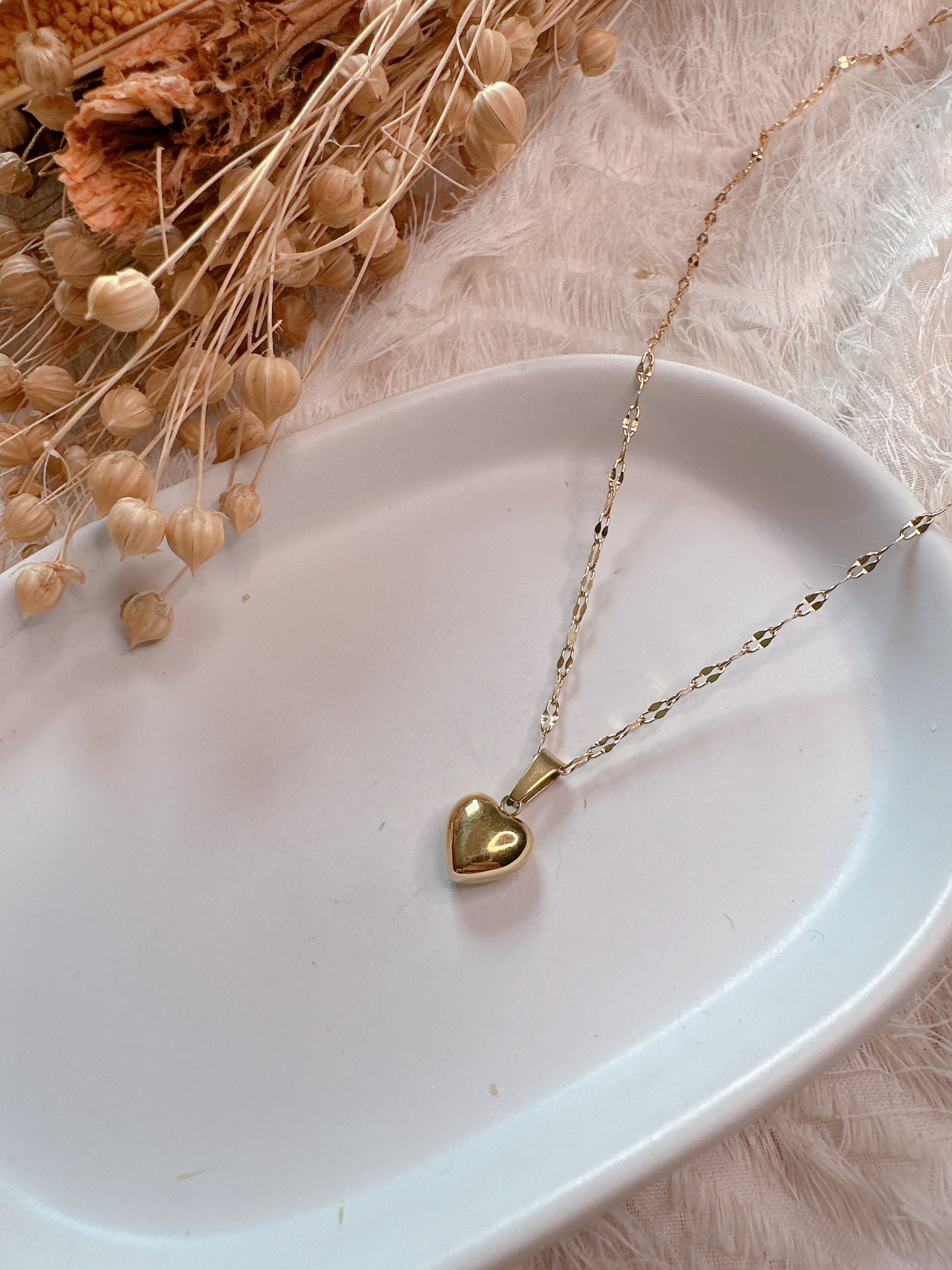 Heart shaped stainless steel necklace