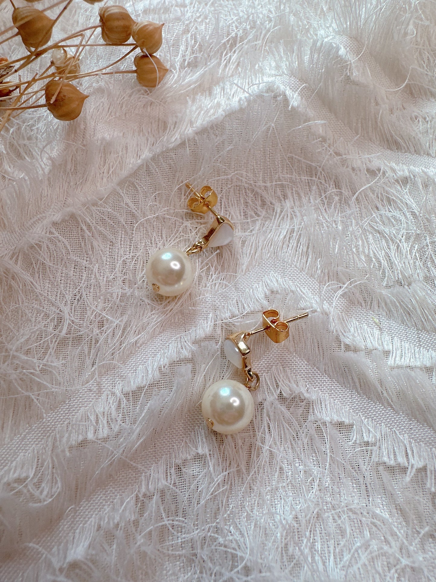 925 silver post pearl earrings