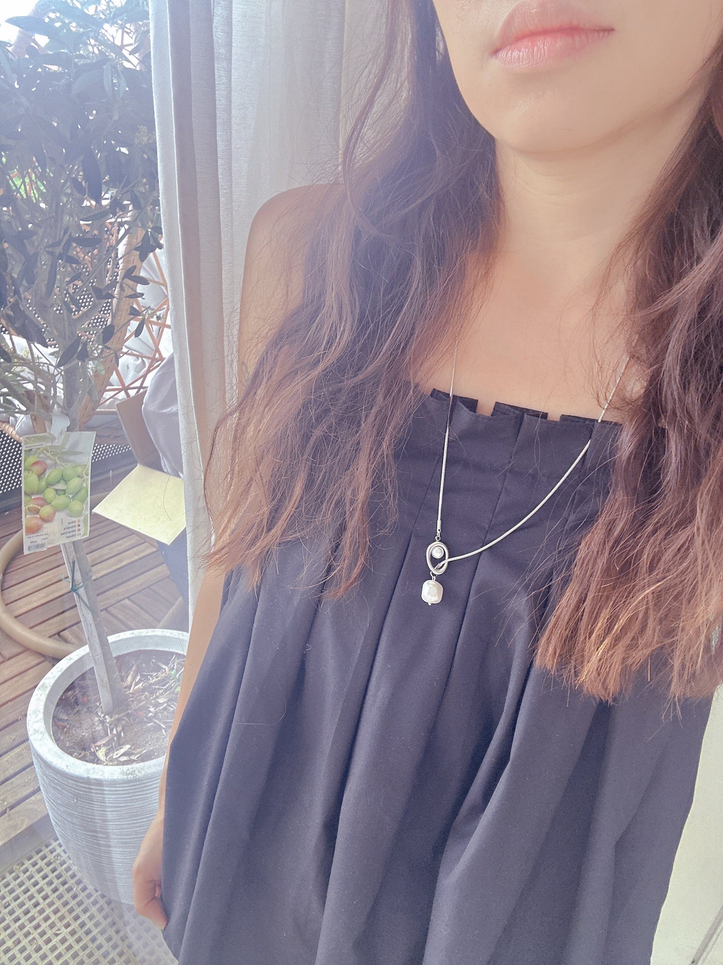 Soul Mate 179 & Stainless steel pearl long necklace