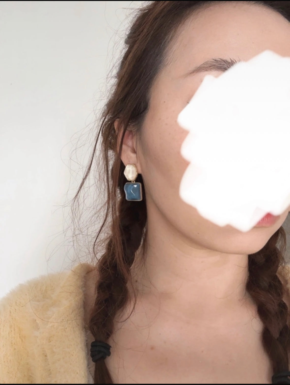 Blue and white Diamond style earrings