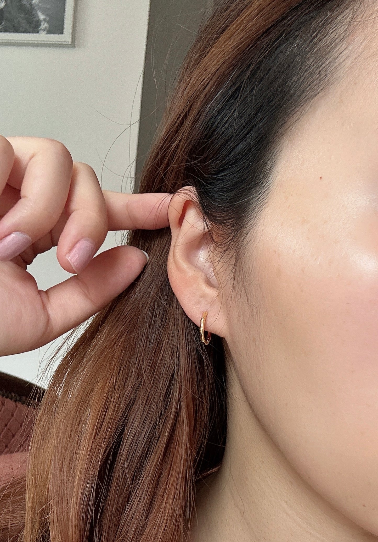 Soul Mate & Mini - stainless steel mini hoop bamboo earrings