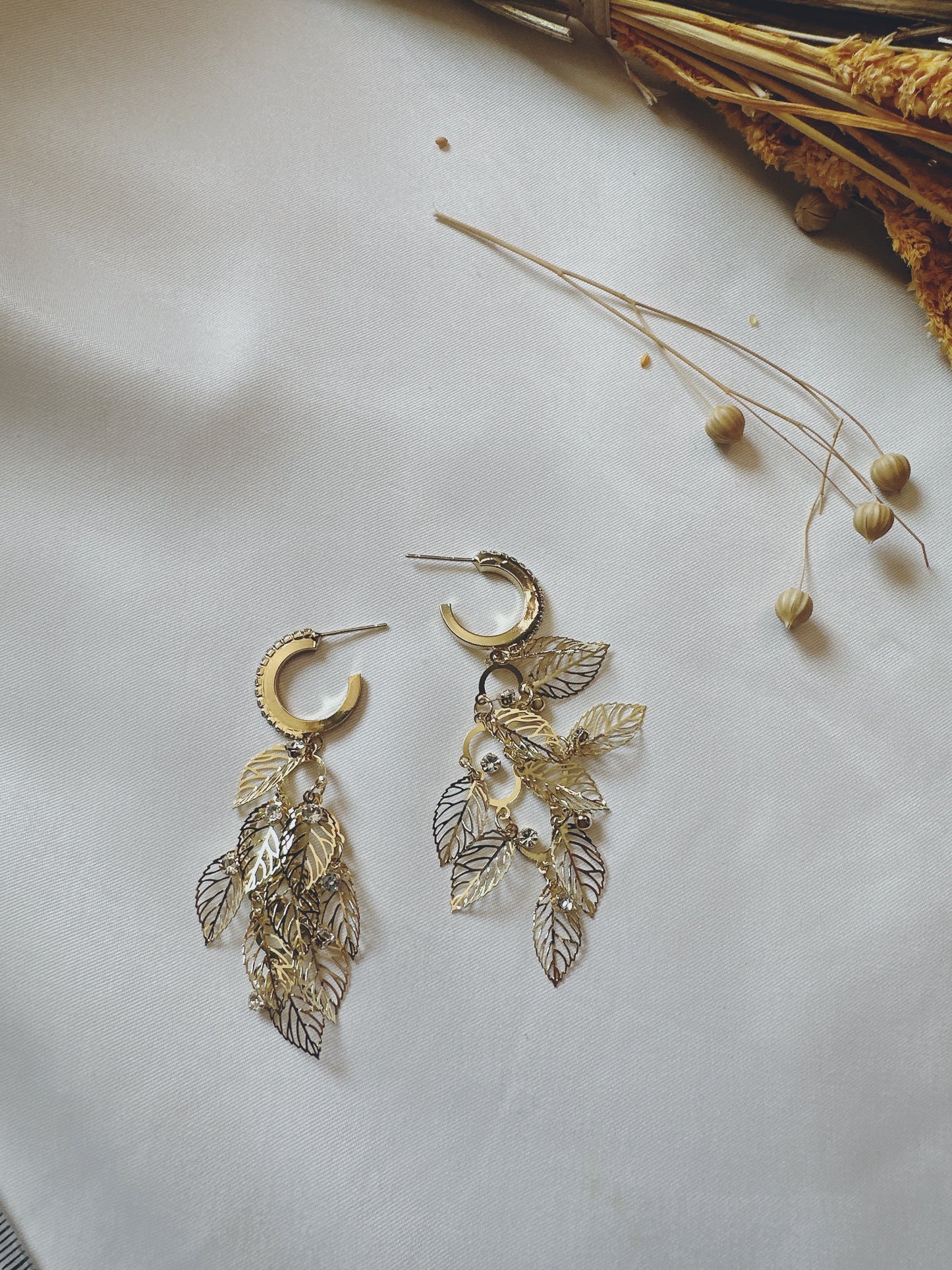 Soul Mate & leaves stainless steel earrings
