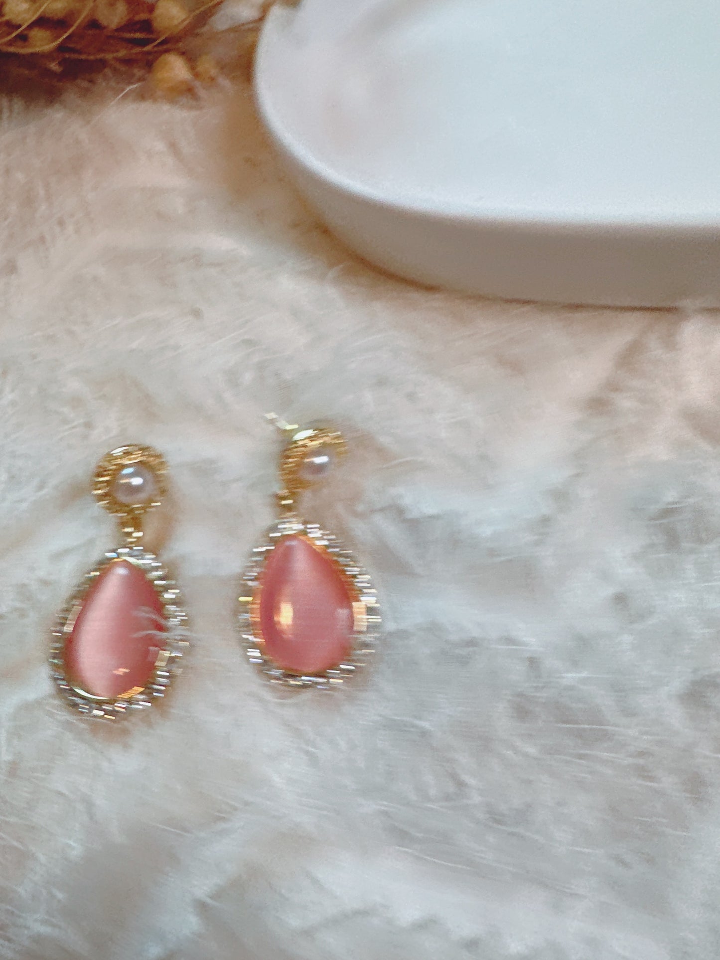 Soul Mate & 925 silver post pink earrings