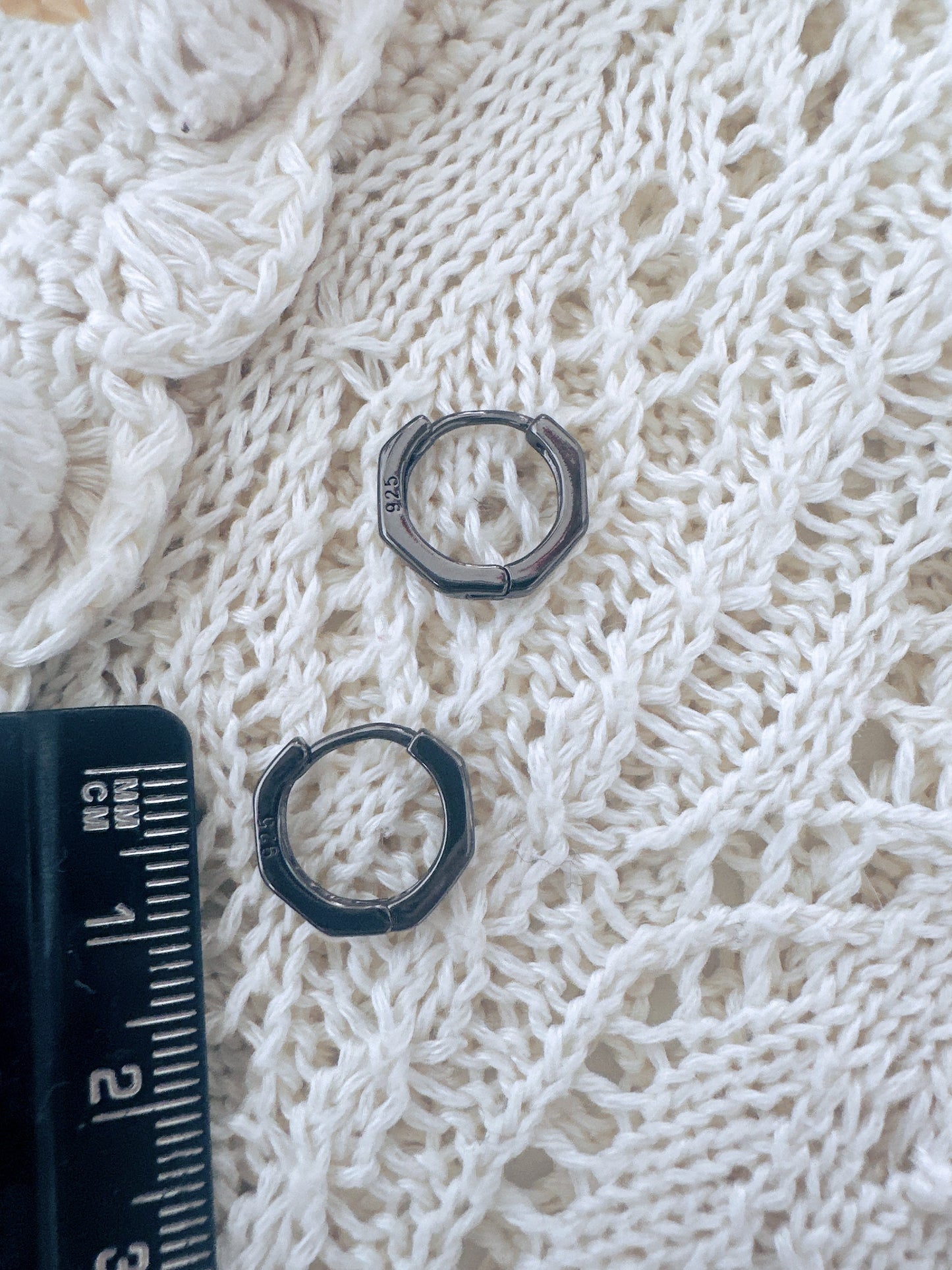 Soul Mate & Black Mini 925 Sterling Silver hoop earrings
