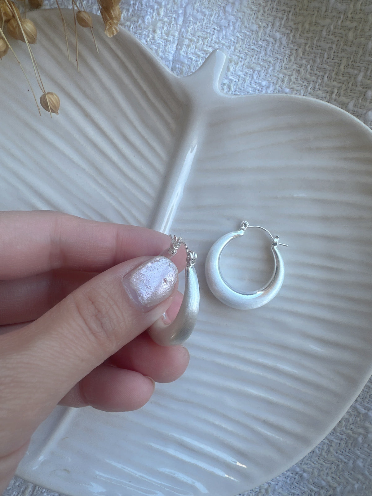 3 cm 925 silver posts classic hoop earrings
