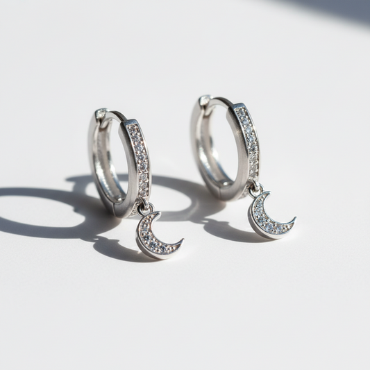 Close-up of 925 sterling silver stud earrings for sensitive ears
