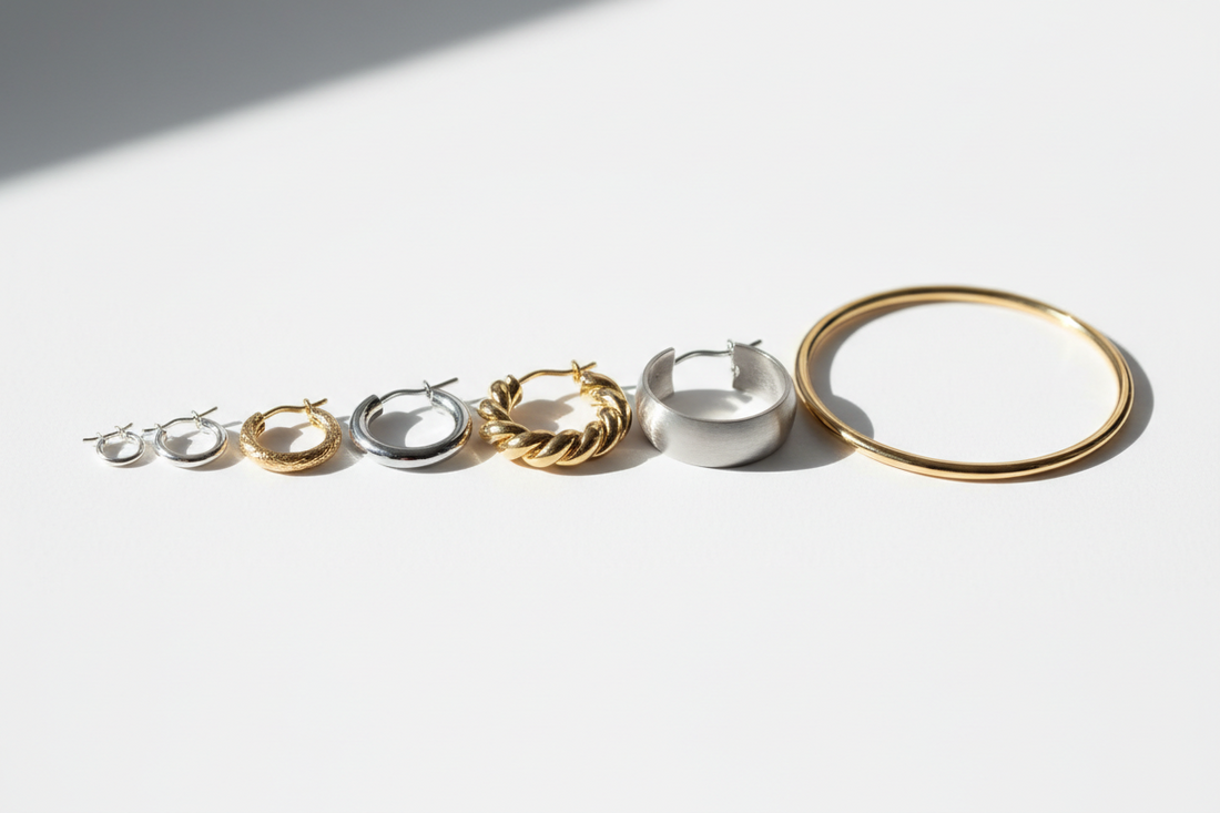 Hoop earrings in different sizes from small to large