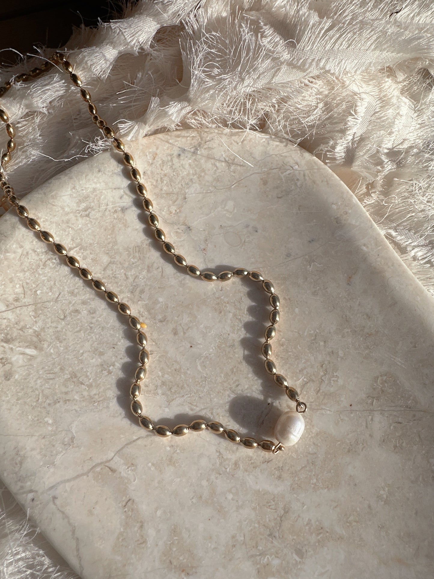 Soul Mate Ariel & Water Fresh Pearl  Stainless steel double layer bohemian necklace