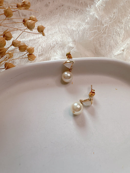925 silver post pearl earrings