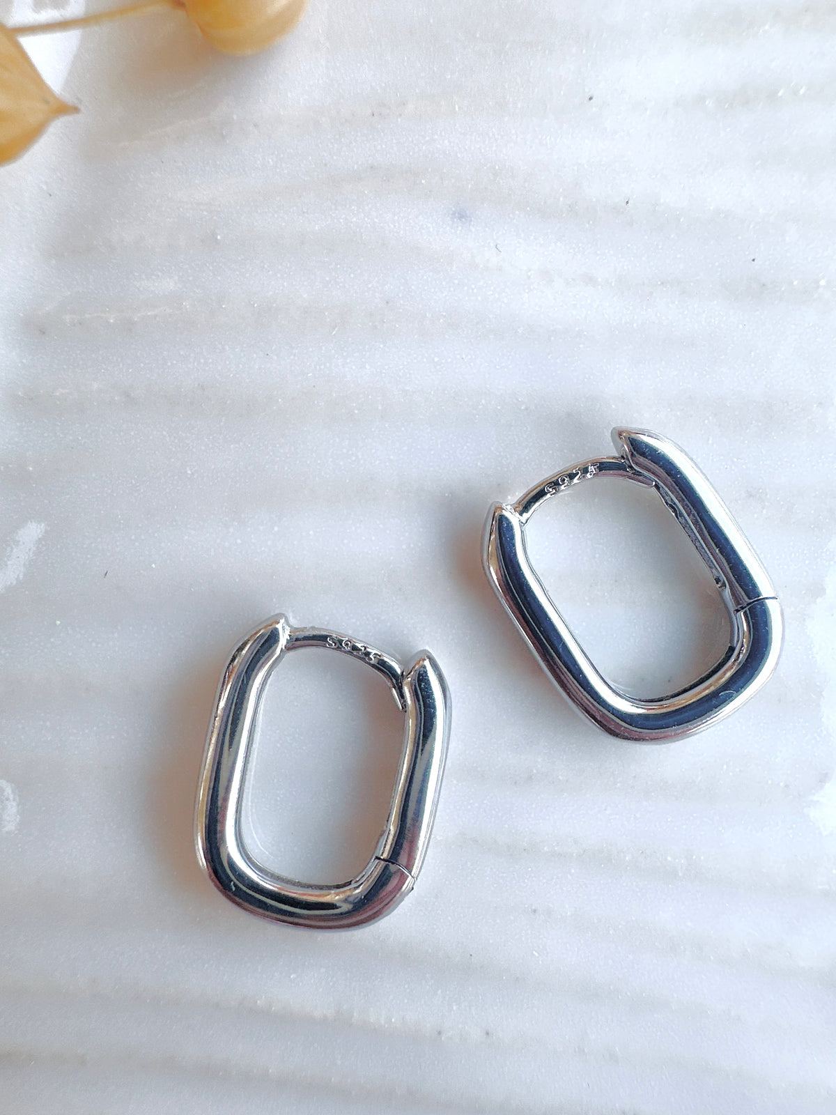 1.2cm Square Minimalist Unisex Small Hoop 925 Sterling Silver Earrings