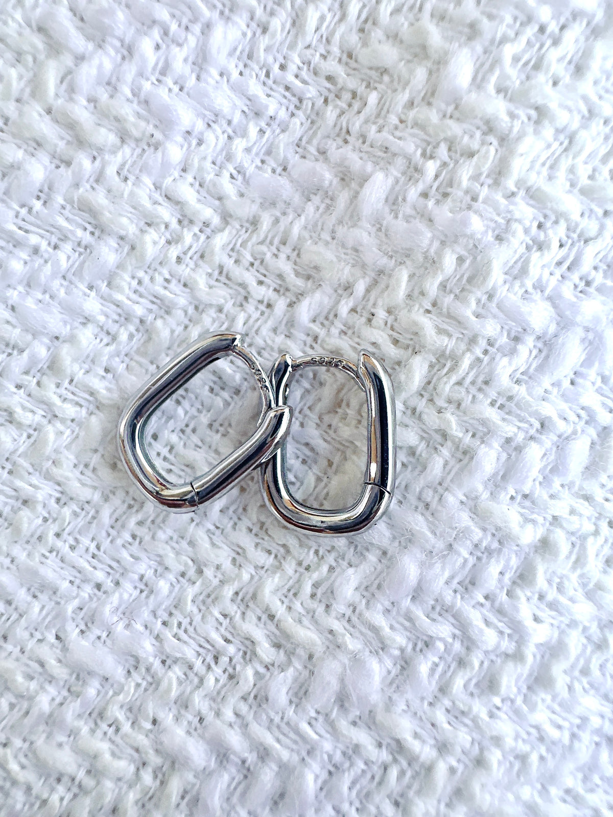 1.2cm Square Minimalist Unisex Small Hoop 925 Sterling Silver Earrings