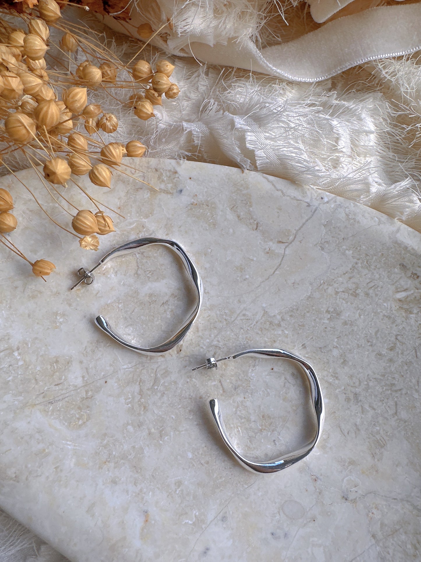 35mm 925 silver post earrings