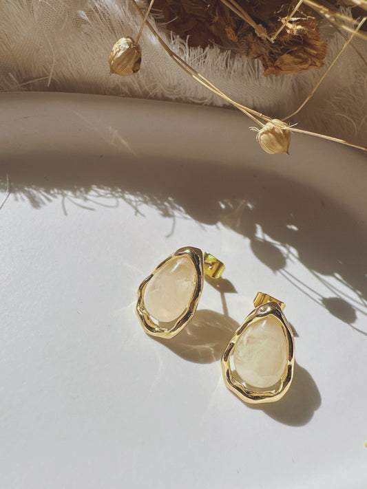 925 Silver post White stone earrings