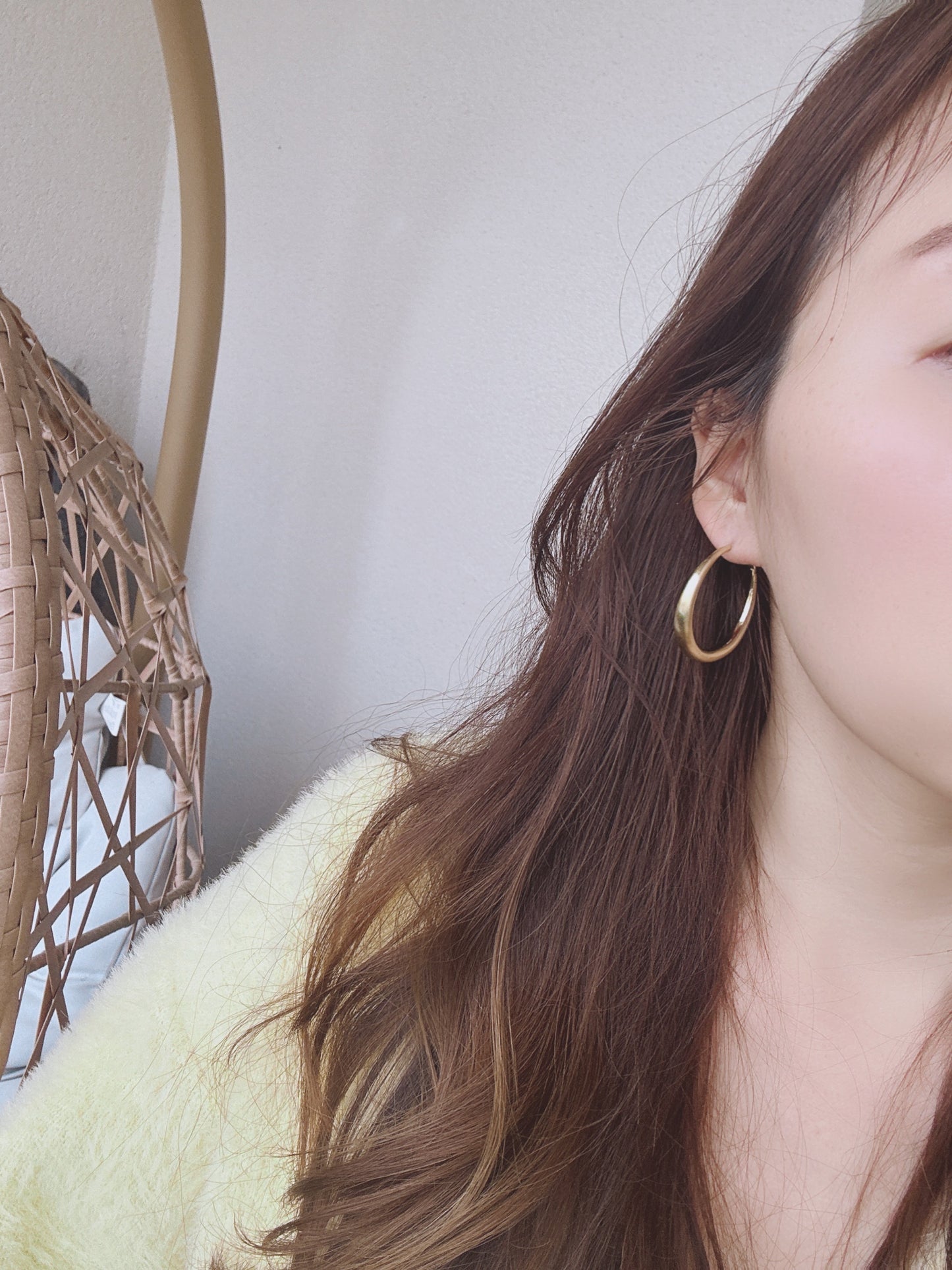 40mm 925 Silver post gold color hoop earrings