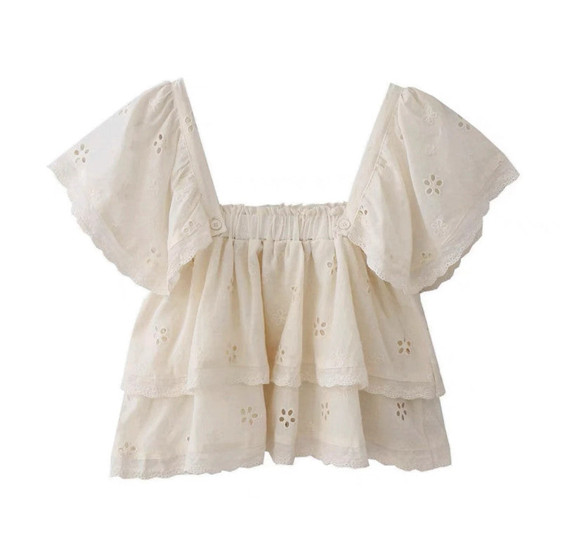 Soul Mate & Embroidered ruffles cotton summer top