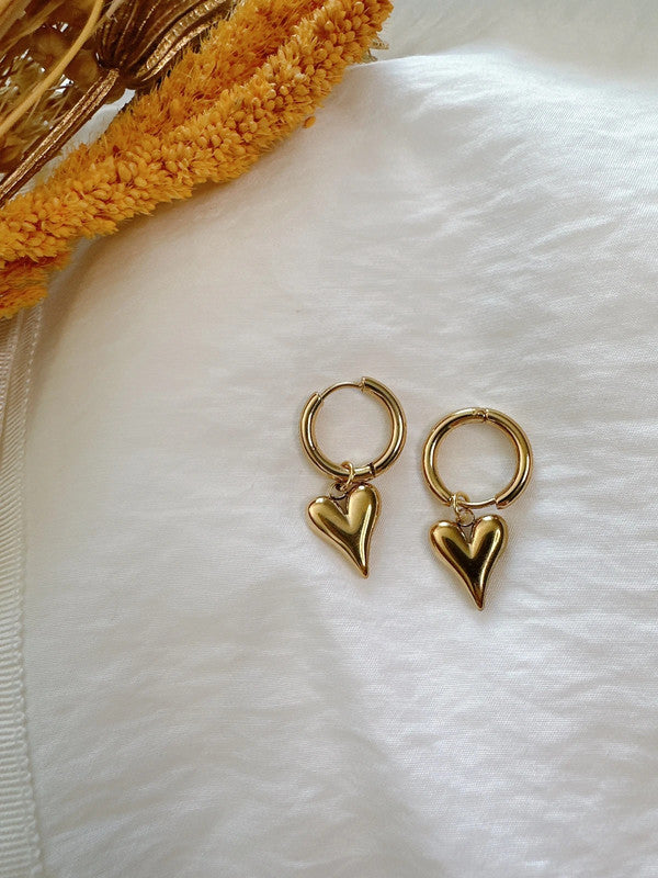 Soul Mate & Gold plated stainless steel heart shape earrings