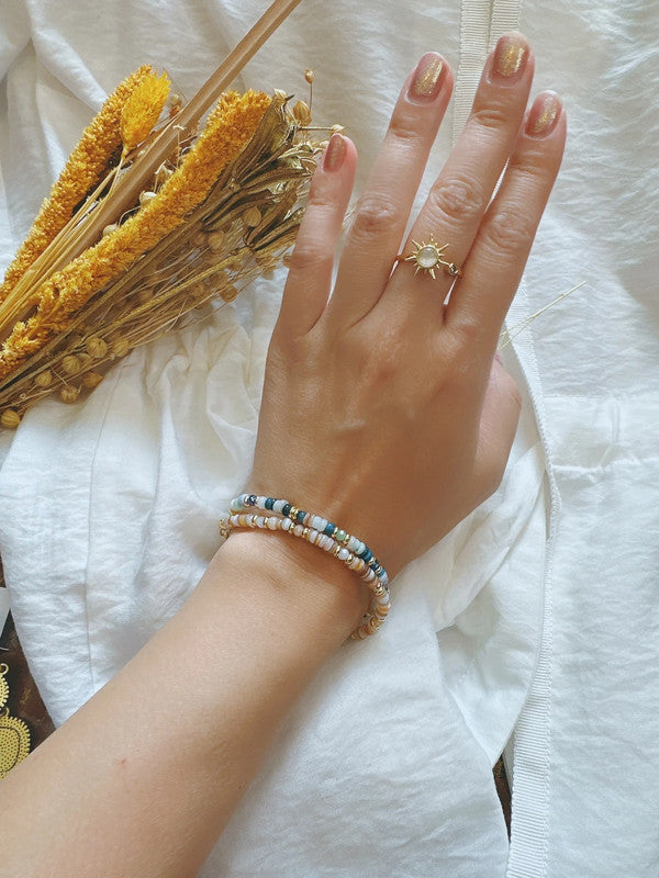 Soul Mate  Blue & natural shell bracelet