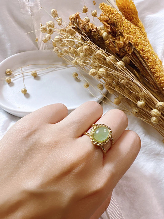 Soul Mate  & Adjustable green stone ring