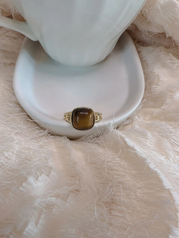 Soul Mate  & Adjustable Amber stone ring