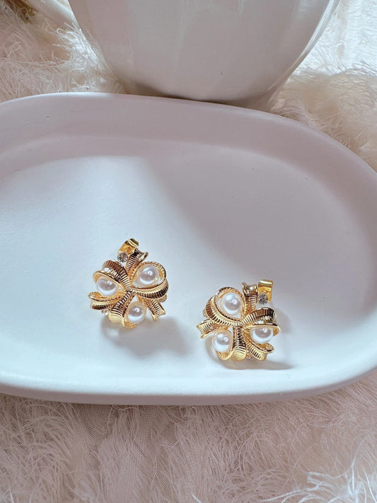 925 silver post vintage style pearl earrings