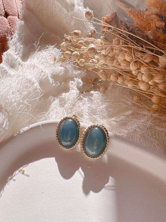 Soul Mate & 925 silver post blue earrings