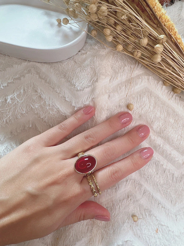 Soul Mate  & Adjustable red stone ring