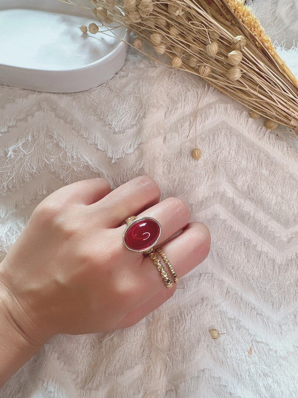 Soul Mate  & Adjustable red stone ring