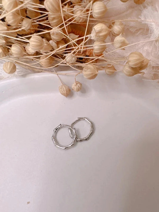 Soul Mate mini hoop & 13mm stainless steel bamboo earrings