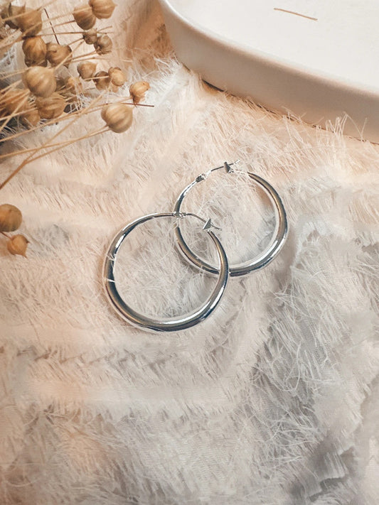 Soul Mate & 33mm 925 silver post hoop earrings