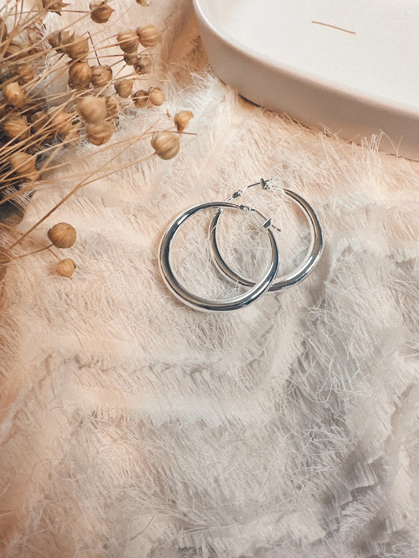 Soul Mate & 33mm 925 silver post hoop earrings