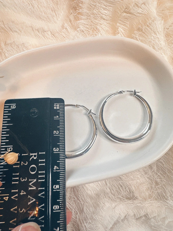 Soul Mate & 33mm 925 silver post hoop earrings