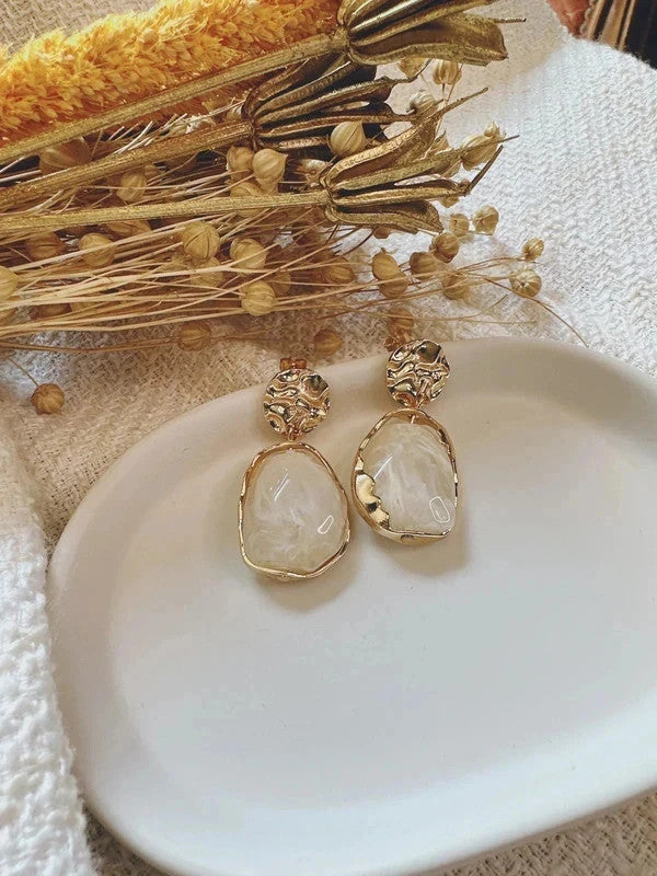 Soul Mate & - White stone look 925 Silver post earrings