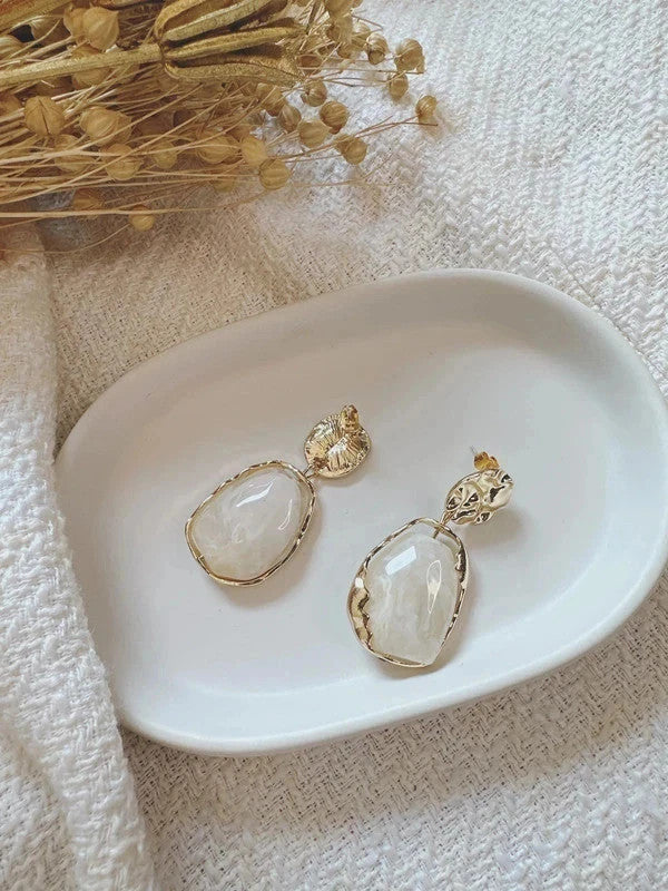 Soul Mate & - White stone look 925 Silver post earrings