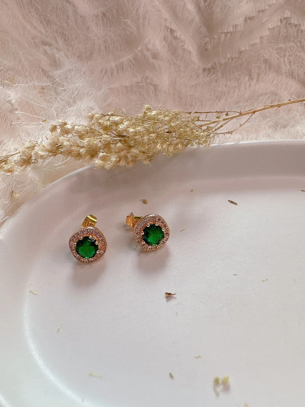 925 Silver post green stud earrings
