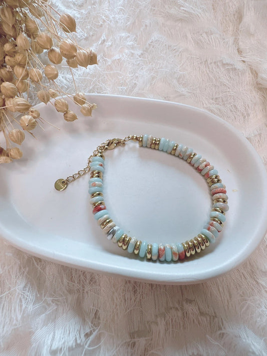 Soul Mate   & Natural stone stainless steel waterproof bracelet