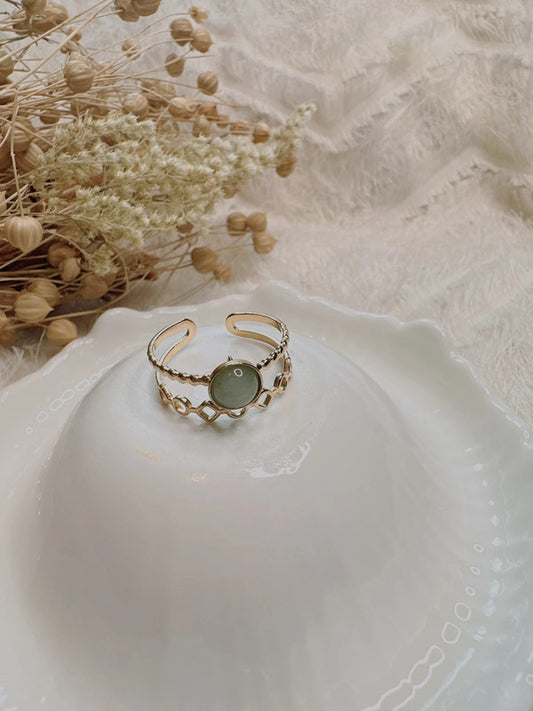 Soul Mate & Double layer Green stainless Steel adjustable ring