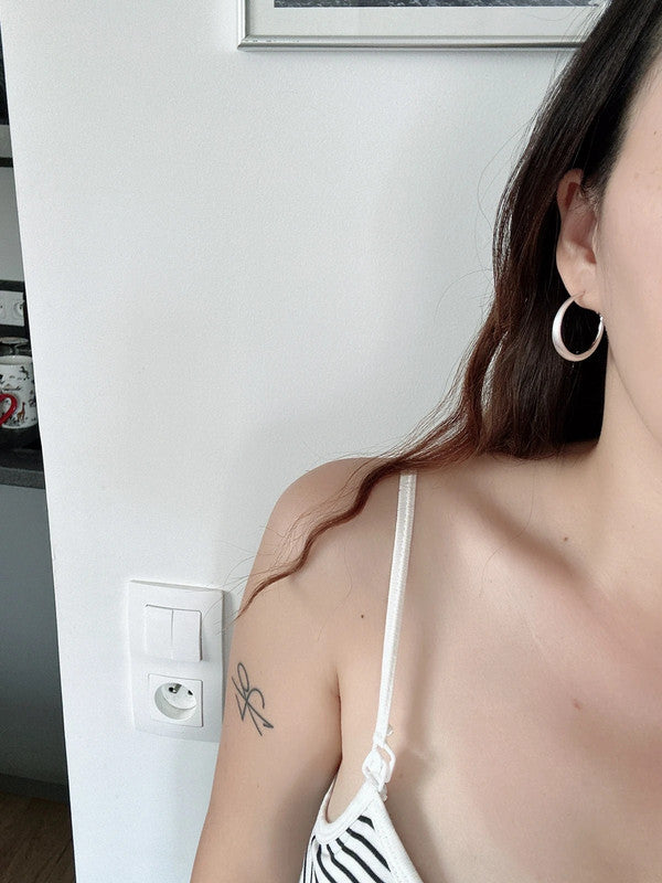 Soul Mate hoop & Matt 925 silver post 30mm earrings (silver)