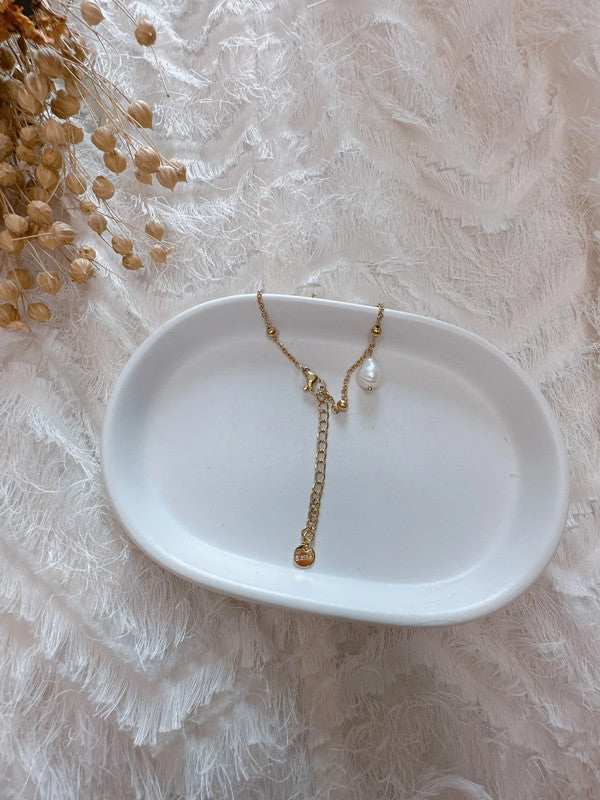 Soul Mate & Natural pearl stainless steel anklet