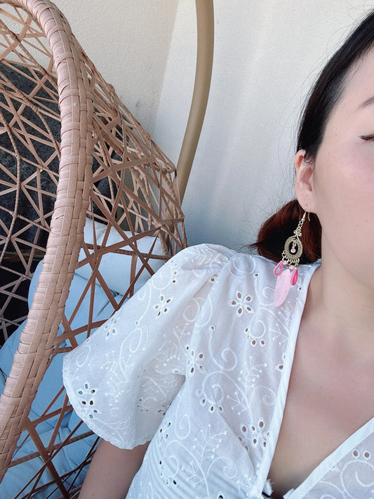 925 silver post Bohemia feather earrings