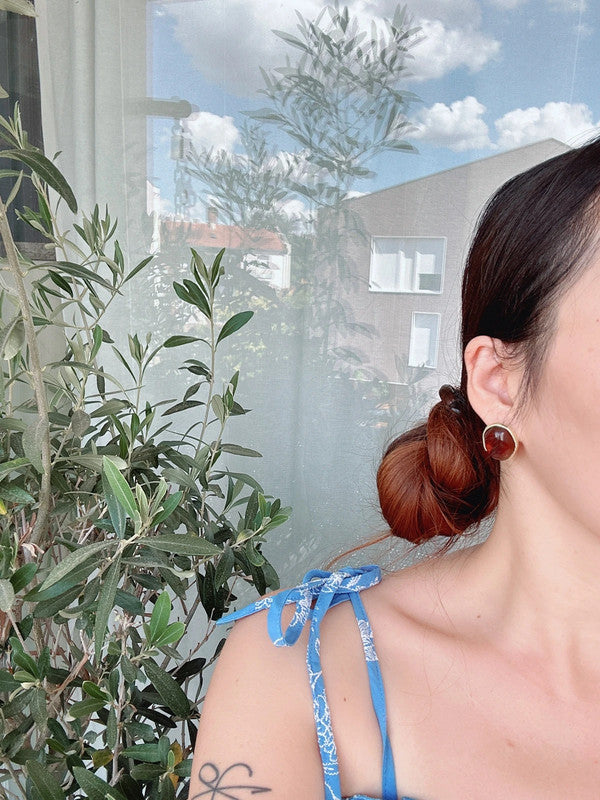 Soul Mate & 925 Silver post brown earrings