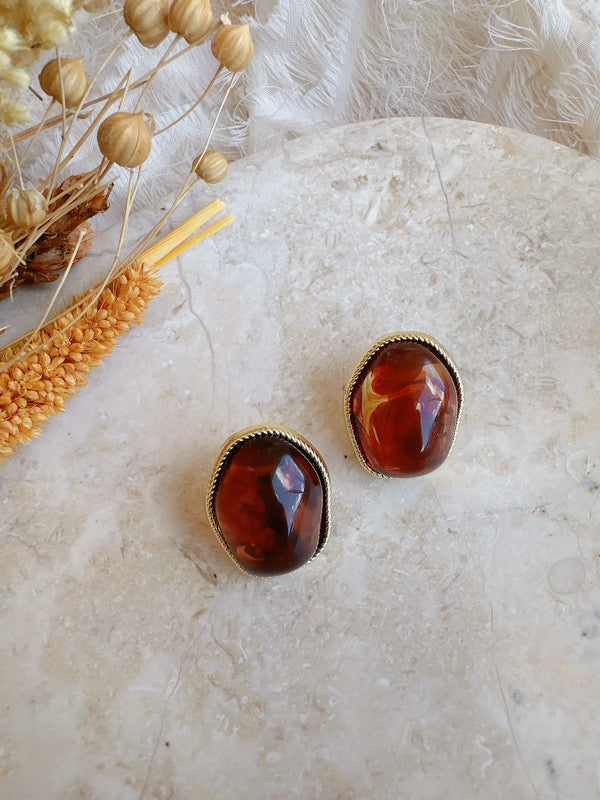 Soul Mate & 925 Silver post brown earrings